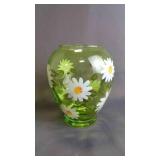 Vintage Teleflora Hand-Painted Daisy Glass Vase