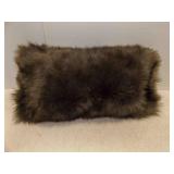 Pottery Barn Plush Brown And Grey Faux Fur Pillow