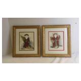 2 Vintage Framed Santa Claus Holiday Prints