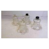 4 Vintage Tulip Rim Clear Glass Peg Votive Cups