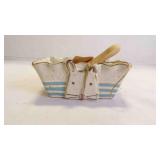 "Mud Pie" Easter Bunny Stoneware Dip Bowl w/Knife