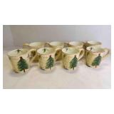 Set of 8 Christmas Tree Holiday Mugs