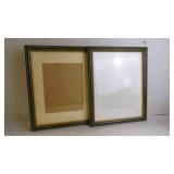 2 Vintage Green & Gold Picture Frames, 12" x 15"