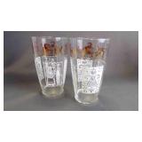2 Vintage "Amish Horse & Buggy" Gold Leaf Glasses