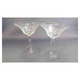 2 Elegant Vintage Crystal Sherbet/Beverage Glasses