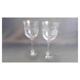 2 Beautiful Vintage Blown-Crystal Beverage Glasses