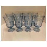 8 Soft Blue Footed Water Goblets Or Iced Tea