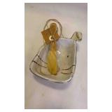 "Mud Pie" Easter Bunny Stoneware Dip Bowl w/Knife