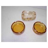 Vintage MCM Peach Tinted Iridescent Glass Ashtray