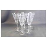 5 Vintage Clear Crystal Champagne Flute Glasses