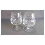 2 Beautiful Vintage Crystal Glass Brandy Snifters
