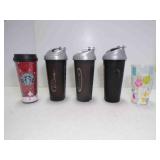 Starbucks 16 Oz Christmas Travel Mug & 3 Black