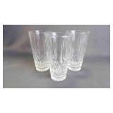 3 Vintage Heavy Etched Crystal Highball Glasses