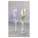 2 Vintage Hand-Blown Cordial/Liqueur Glasses