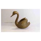 Vintage Solid Brass Swan Planter or Trinket Holder