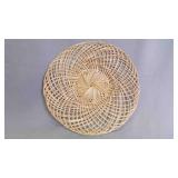 Vintage Open-Weave Boho Wicker Basket Tray/Bowl