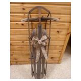 57" Vintage Wood & Metal Sled Used as Rustic