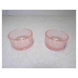 2 Vintage Pink Depression Glass Queen Mary