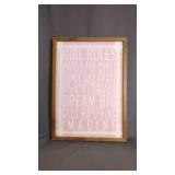Modern Pink Framed Wall Art w/Written "GIRL RULES"