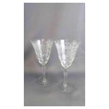 2 Elegant Vintage Beverage Crystal Glass Goblets