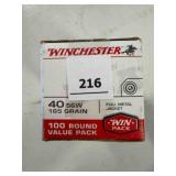 Winchester .40 S&W ammo; 165gr; FMJ; 100 ct.