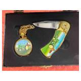 John Deere pocket knife and watch in wood box