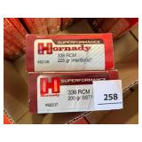 Hornady 338 RCM ammo; 185gr GMX; 40 ct.