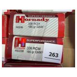 Hornady 338 RCM ammo; 185gr GMX; 40 ct.