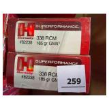 Hornady 338 RCM ammo; 185gr GMX; 40 ct.