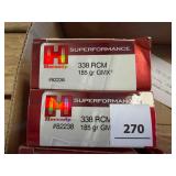 Hornady 338 RCM ammo; 185gr GMX; 40 ct.