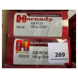 Hornady 338 RCM ammo; 185gr GMX; 40 ct.