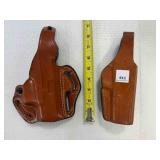 2-leather pistol holsters; fits Glock 27 & 20