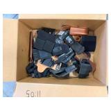 box of misc. pistol holsters, magazine holders