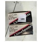 China Sports 45 auto; 230gr; FMJ; 100 ct.