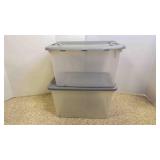 2 Plastic Storage Bins w/2 Matching Lids