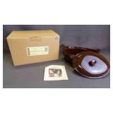 Vintage Woven Chocolate Ceramic Casserole w/Lid