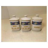 Antique German White Block Porcelain Spice Jars