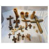 Wood Carved Crosses & Vases