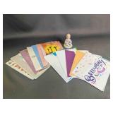 Lot of 3 Items Greeting Cards, Stickers & Figurine