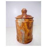 Heavy Solid Stone Lidded Canister - Small Chip on