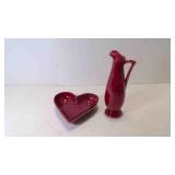 Mid-Century Art Pottery Cranberry Colored Pitcher