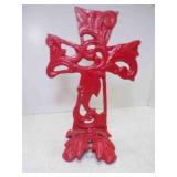 12" Red Metal Tabletop Cross Sturdy Base