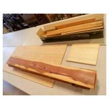 Stack of Live Edge Cedar Lumber Slabs & Hardwood