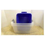 4 Plastic Storage Bins NO Lids - 1 Bin Cracked