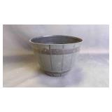 Black Barrel Motif Plastic Flower Planter - USED
