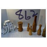 Hand Carved Kitchen Mashers & Candle Holder