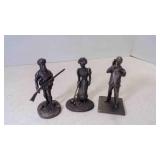 3 Vintage Fine Pewter Figurines From The