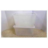 2 Plastic Storage Bins w/1 Matching Lid