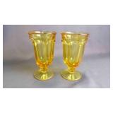 2 Beautiful Vintage Yellow/Amber Drinking Glasses