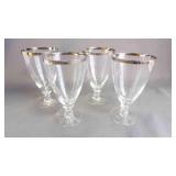 4 Vintage "Wedding Ring" Platinum Rim Wine Glasses